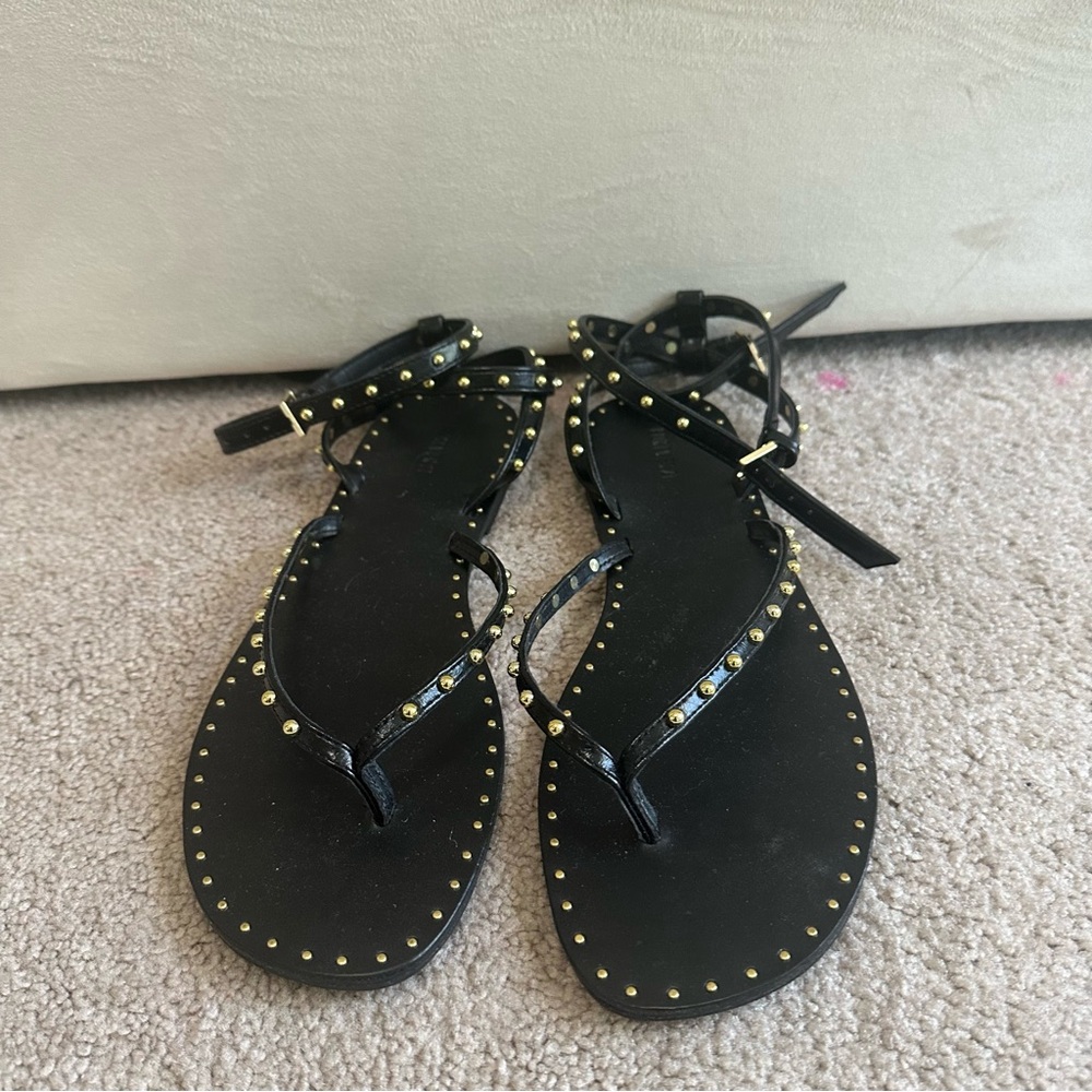 Gladiator  Black Studded Ankle-Strap Women's Sandals